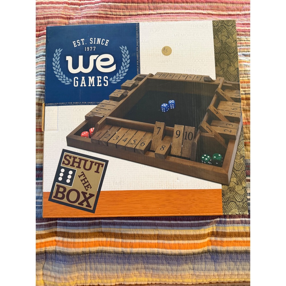 WE Games Shut The Box 4 Player Wood Board Game Felt Playing Surface 497410